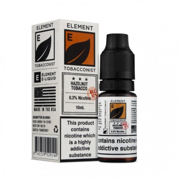 Element Tobacconist Hazelnut Tobacco High VG E-liquid 10ml