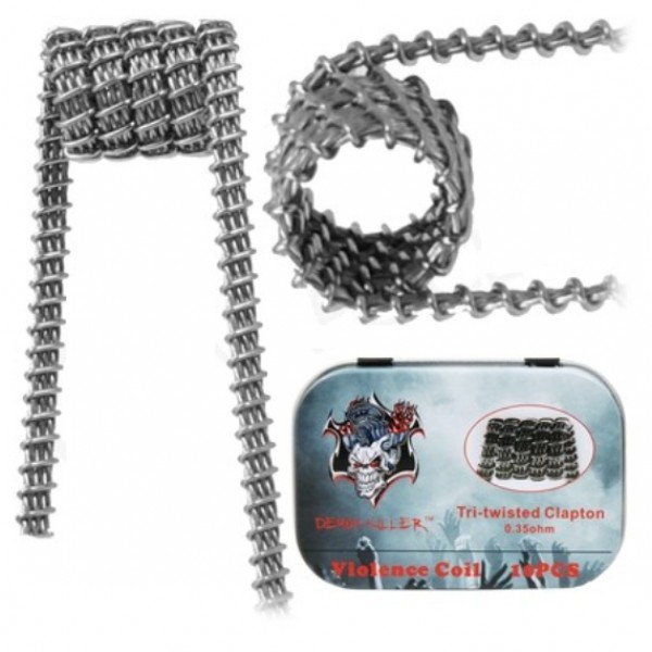 Demon Killer Violence 0.35 Ohm Tri Twisted Clapton Prebuilt Coils